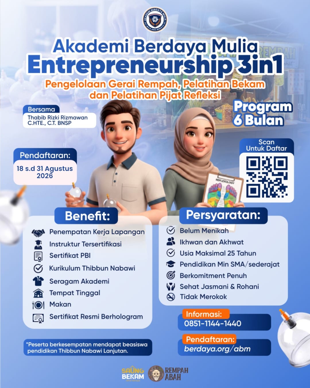Ilustrasi instruktur dan peserta Akademi Berdaya Mulia